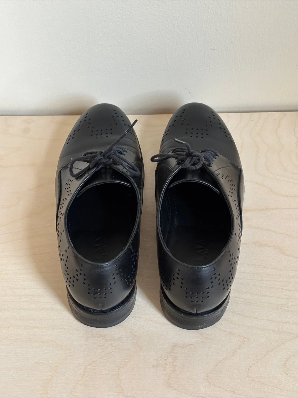 Alaia Black Leather Brogue Oxfords EU 36.5
